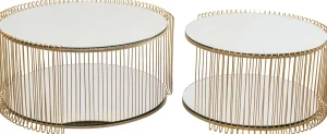 Sohvapöydät | Olohuone>KARE Design Wire Double Sohvapöytä, Messinki (2/Setti)