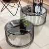 Sohvapöydät | Olohuone>KARE Design Wire Glass Marble Sohvapöytä - Marmorilasi, Musta (2/Setti)