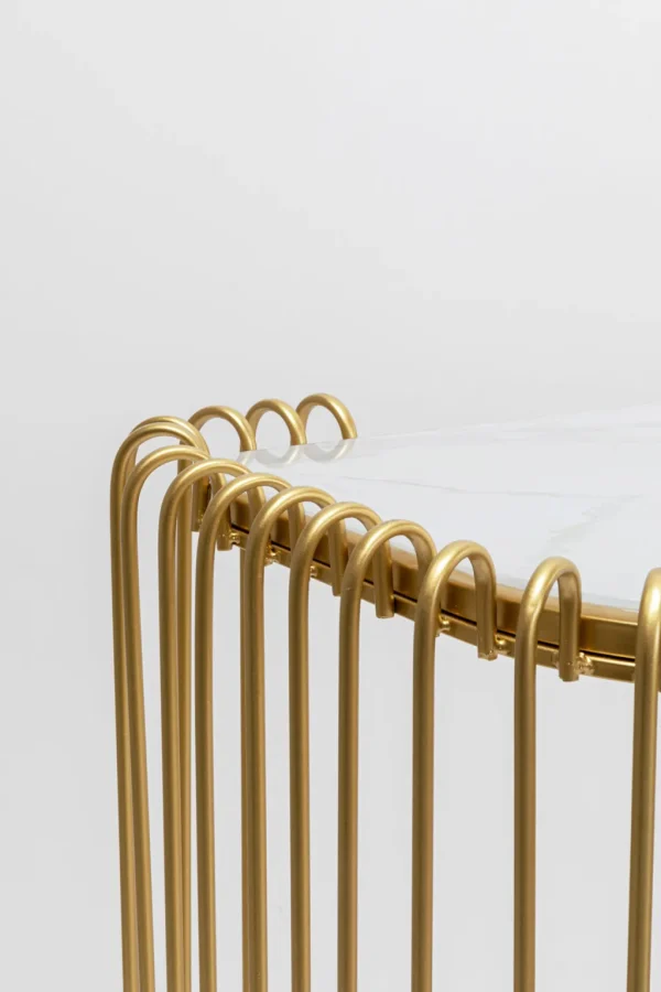 Konsolipöydät Ja Sivupöydät>KARE Design Wire Konsolipöytä - Marmorikuvioitu Lasi, Kulta 142x89cm