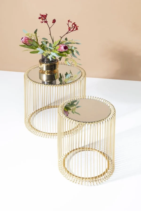 Sohvapöydät | Olohuone>KARE Design Wire Sivupöytä, Messinki (2/Setti)