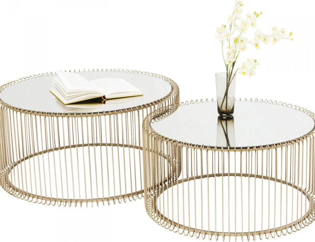 wire_sohvapyt_messinki_setti_3.webp Sohvapöydät | Olohuone>KARE Design Wire Sohvapöytä, Messinki (2/Setti)