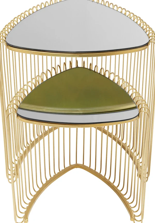 Sohvapöydät | Olohuone>KARE Design Wire Triangle Sivupöytä, Kulta (2/Setti)
