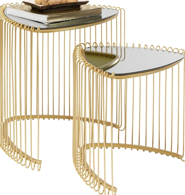 Sohvapöydät | Olohuone>KARE Design Wire Triangle Sivupöytä, Kulta (2/Setti)