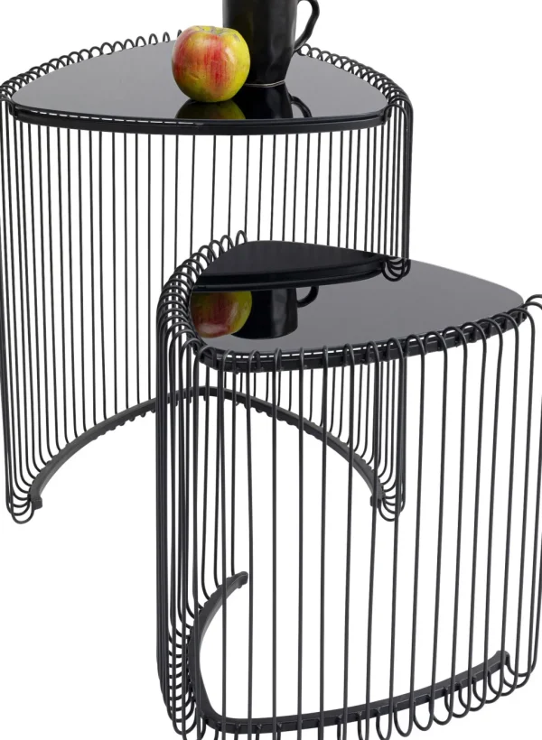 Sohvapöydät | Olohuone>KARE Design Wire Triangle Sivupöytä, Musta (2/Setti)