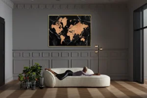 Taulut | Olohuone>KARE Design World Map Maailman Kartta, Kehystetty Taulu 150x100cm